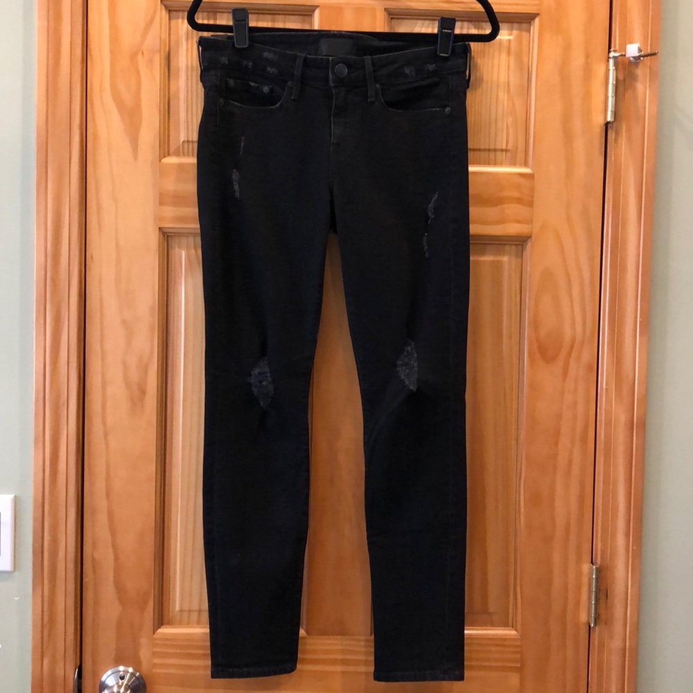 Vince Skinny Ankle Destructed Black Jeans